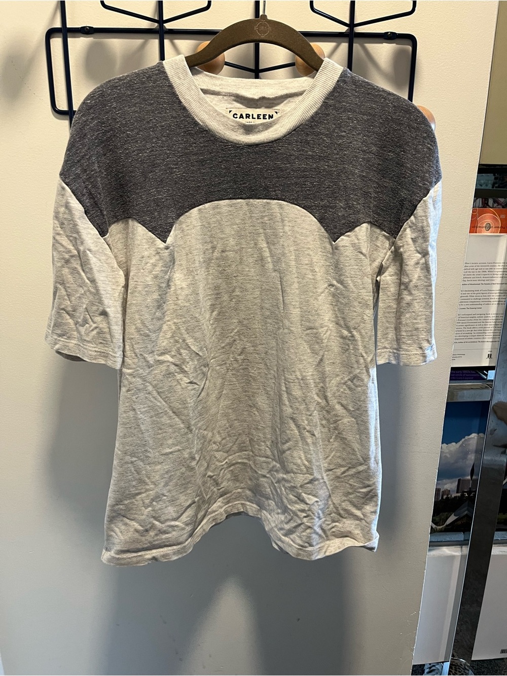 Carleen Western Tee Two-Tone Light Gray & Charcoal Short Sleeve Tee